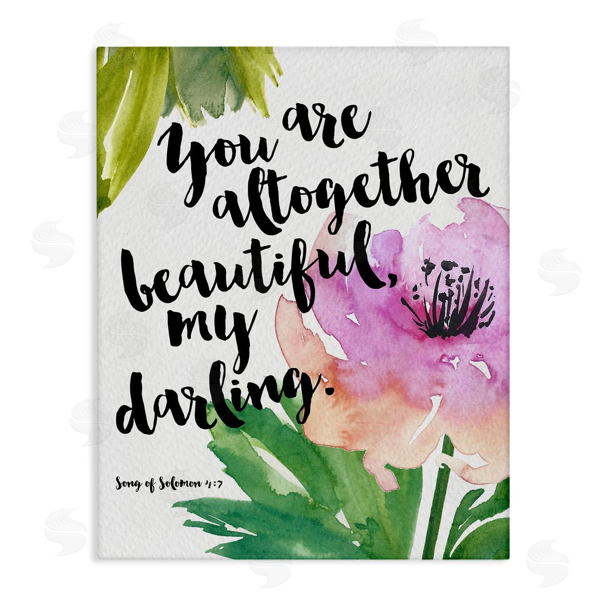Amy Brinkman You Are Altogether Beautiful Spiritual Calligraphy Quote Stretched Canvas Wall Art Print