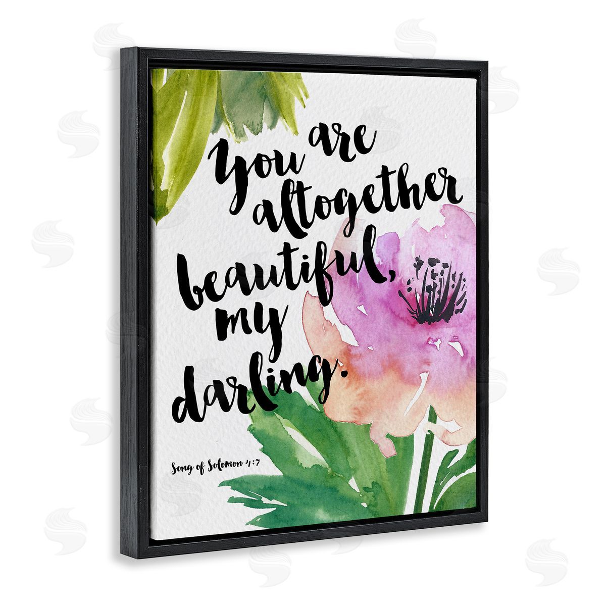 Amy Brinkman You Are Altogether Beautiful Spiritual Calligraphy Quote Black Floating Frame Canvas Wall Art Print