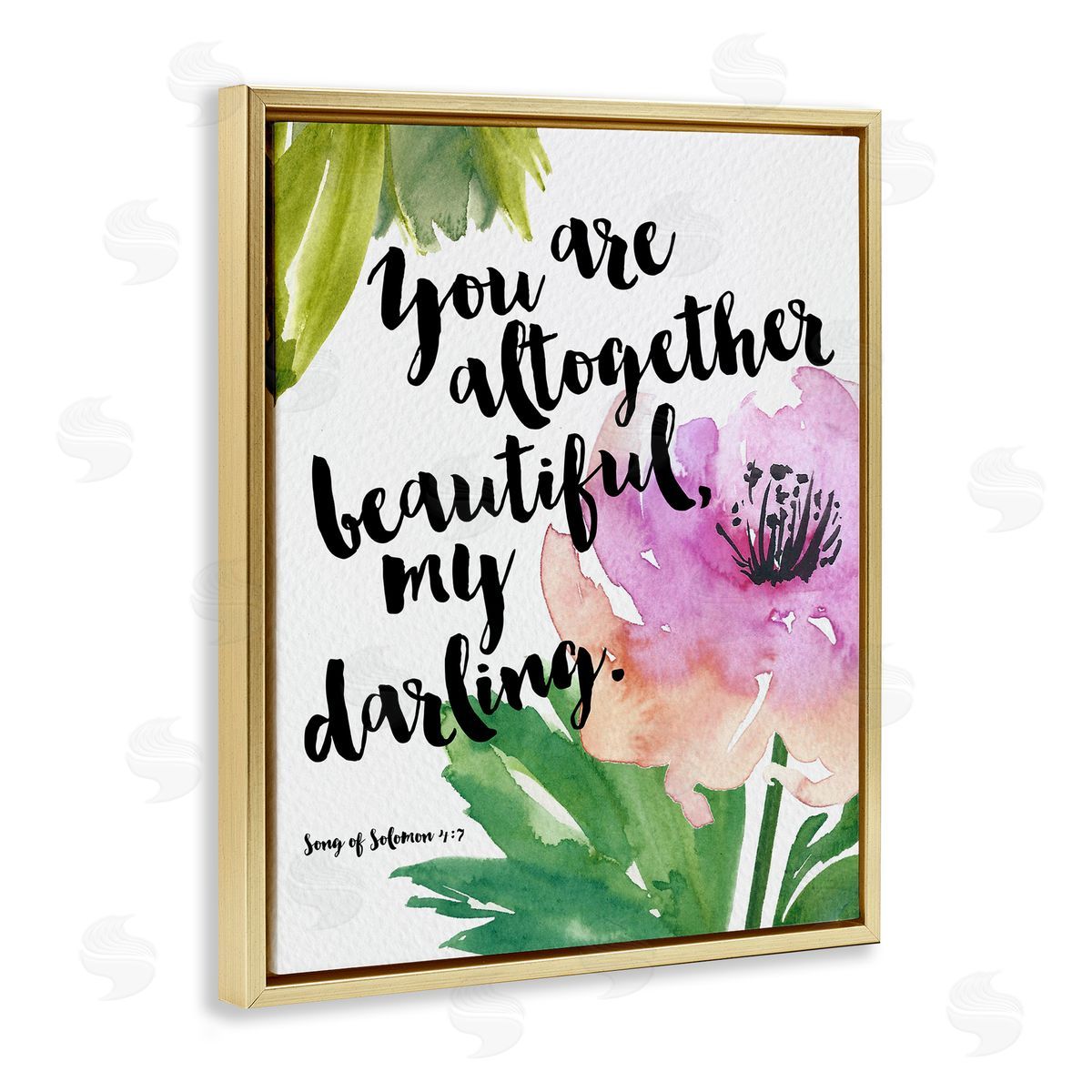 Amy Brinkman You Are Altogether Beautiful Spiritual Calligraphy Quote Gold Floating Frame Canvas Wall Art Print