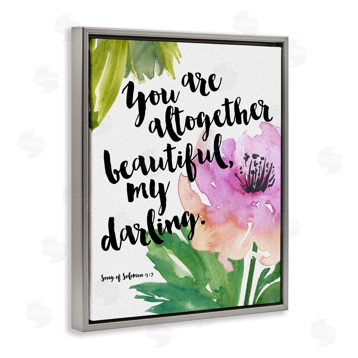 Amy Brinkman You Are Altogether Beautiful Spiritual Calligraphy Quote Gray Floating Frame Canvas Wall Art Print