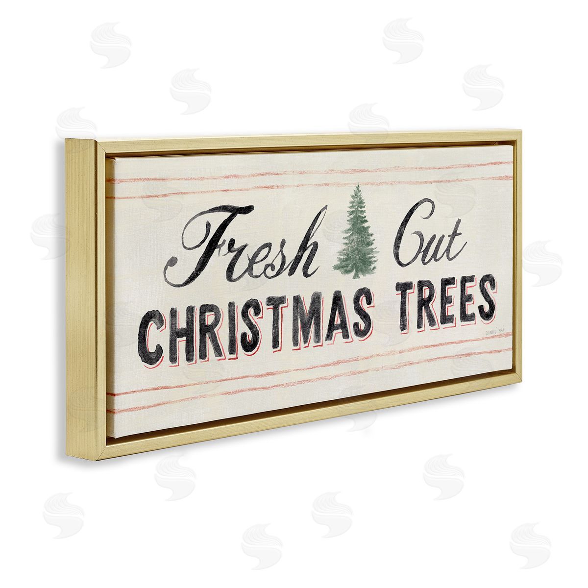 Fresh Cut Christmas Trees Vintage Gold Floating Frame Canvas Wall Art, Home Decor by Danhui Nai