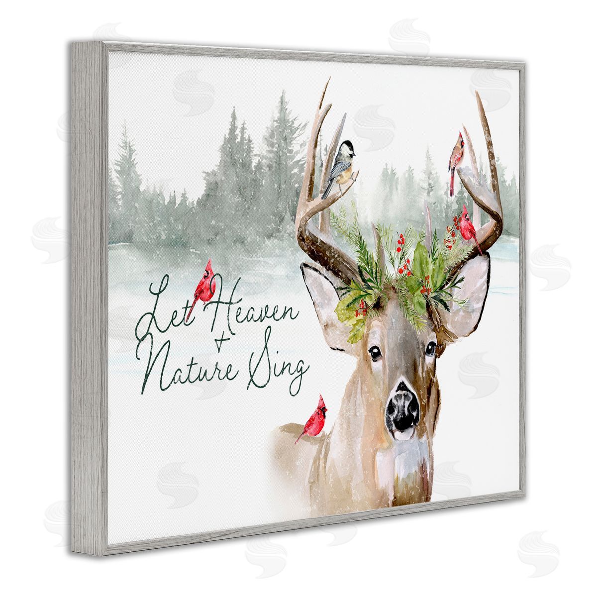 Motivational Winter Reindeer Grey Frame Print Wall Art, Home Decor by Jennifer Paxton Parker