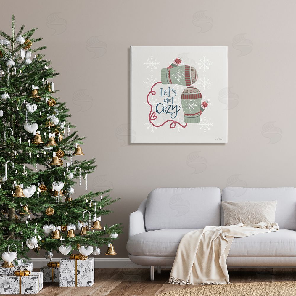Lisa Larson Let's Get Cozy Winter Mittens Snowflake Pattern  Canvas Wall Art in Room