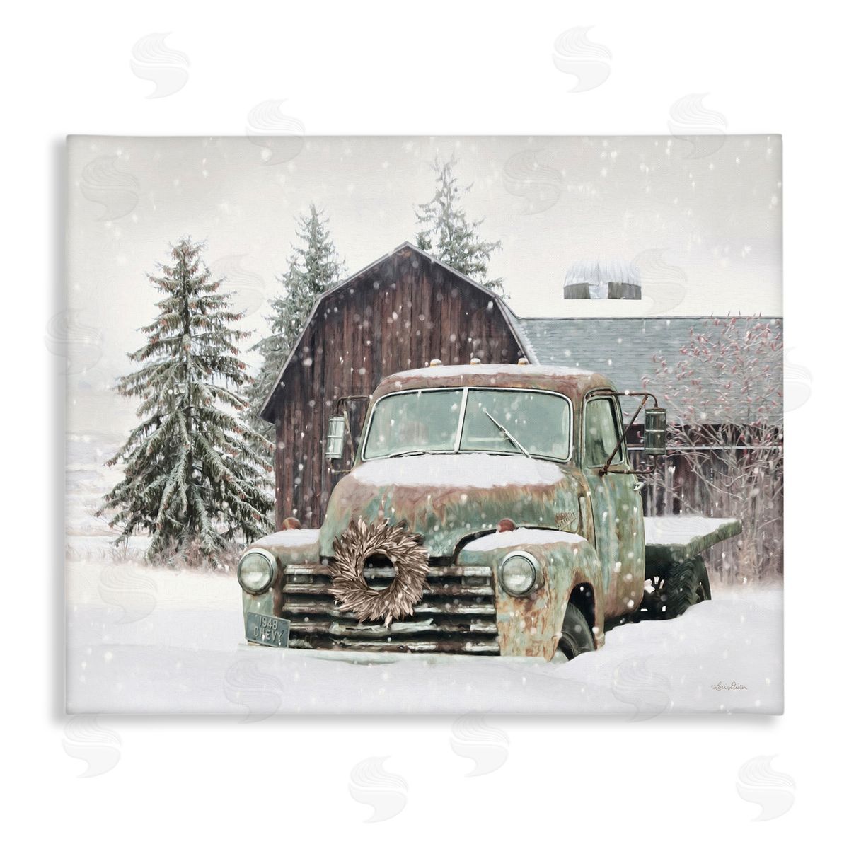 Winter Rural Vintage Truck & Barn Canvas Wall Art, Home Decor by Lori Deiter