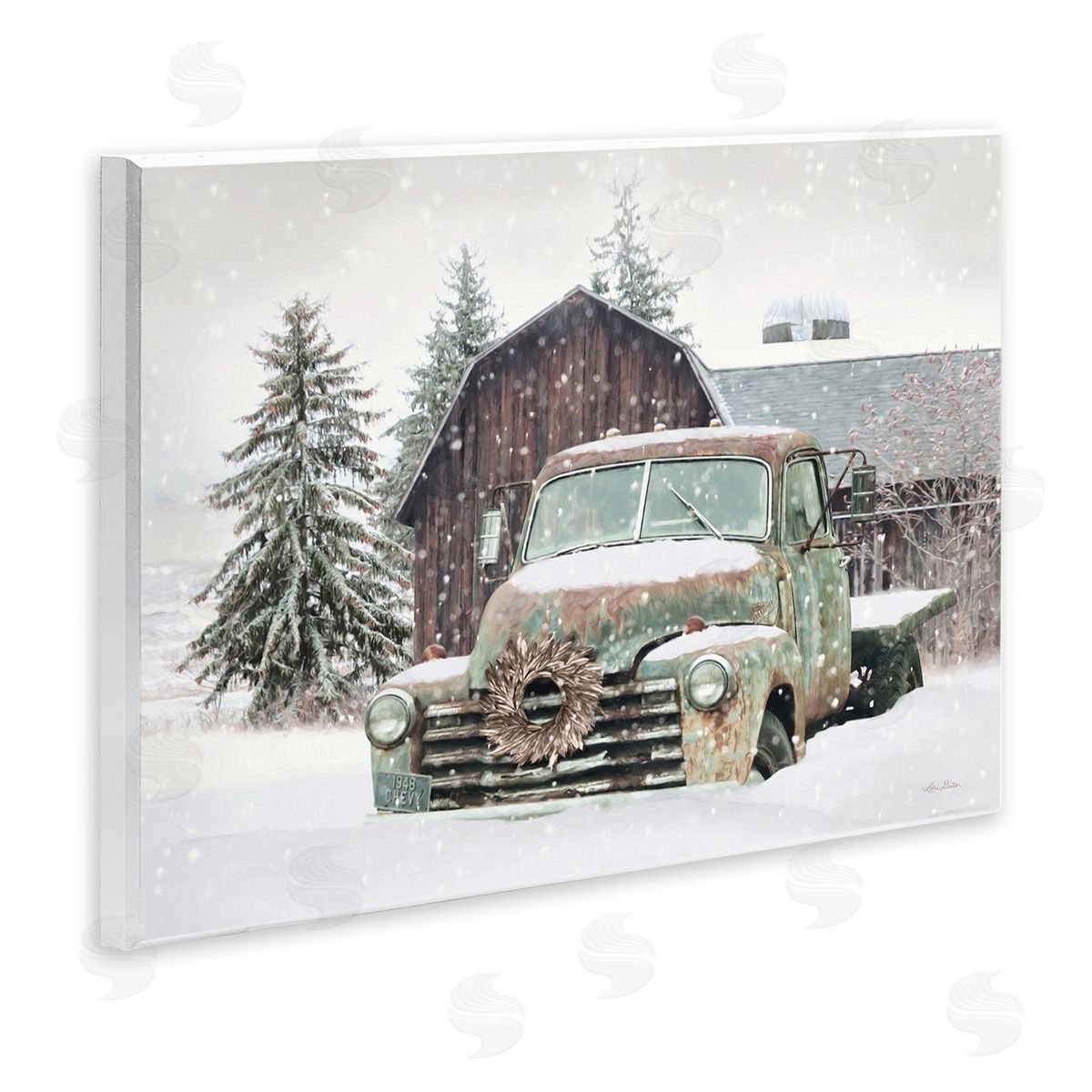 Winter Rural Vintage Truck & Barn Wood Plaque Wall Art, Home Decor by Lori Deiter