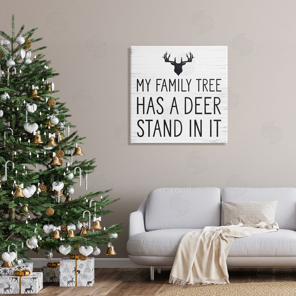 Lettered and Lined Witty Deer Quote Rustic Lodge Antlers Motif  Canvas Wall Art in Room