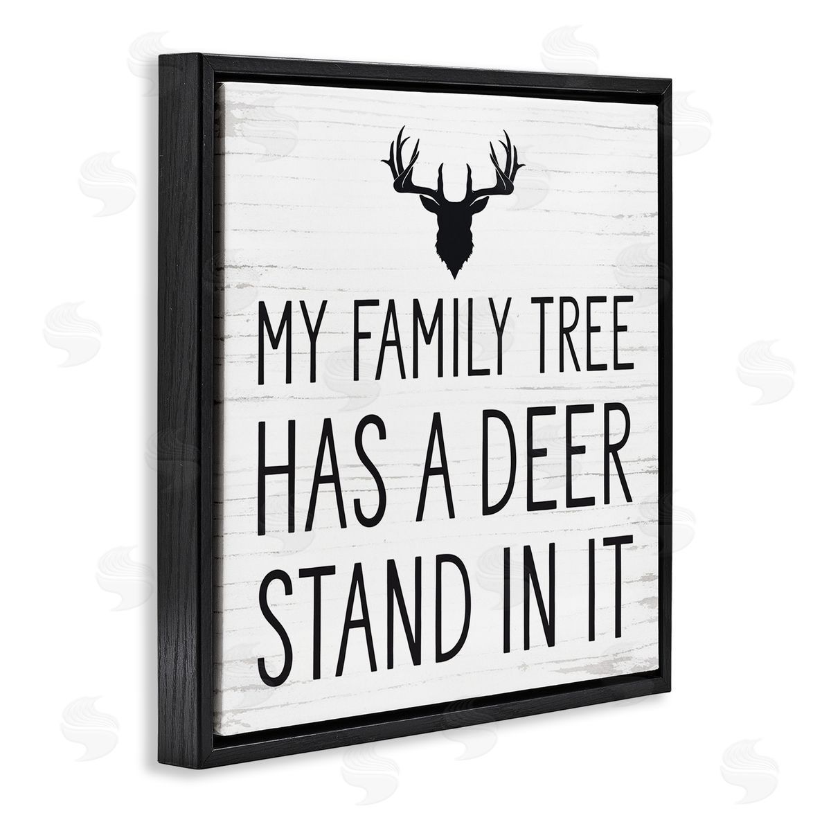 Lettered and Lined Witty Deer Quote Rustic Lodge Antlers Motif  Black Floating Frame Canvas Wall Art Print