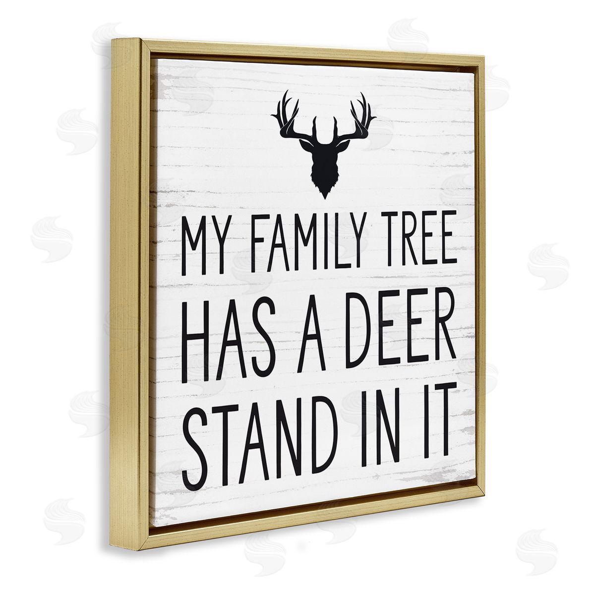 Lettered and Lined Witty Deer Quote Rustic Lodge Antlers Motif  Gold Floating Frame Canvas Wall Art Print