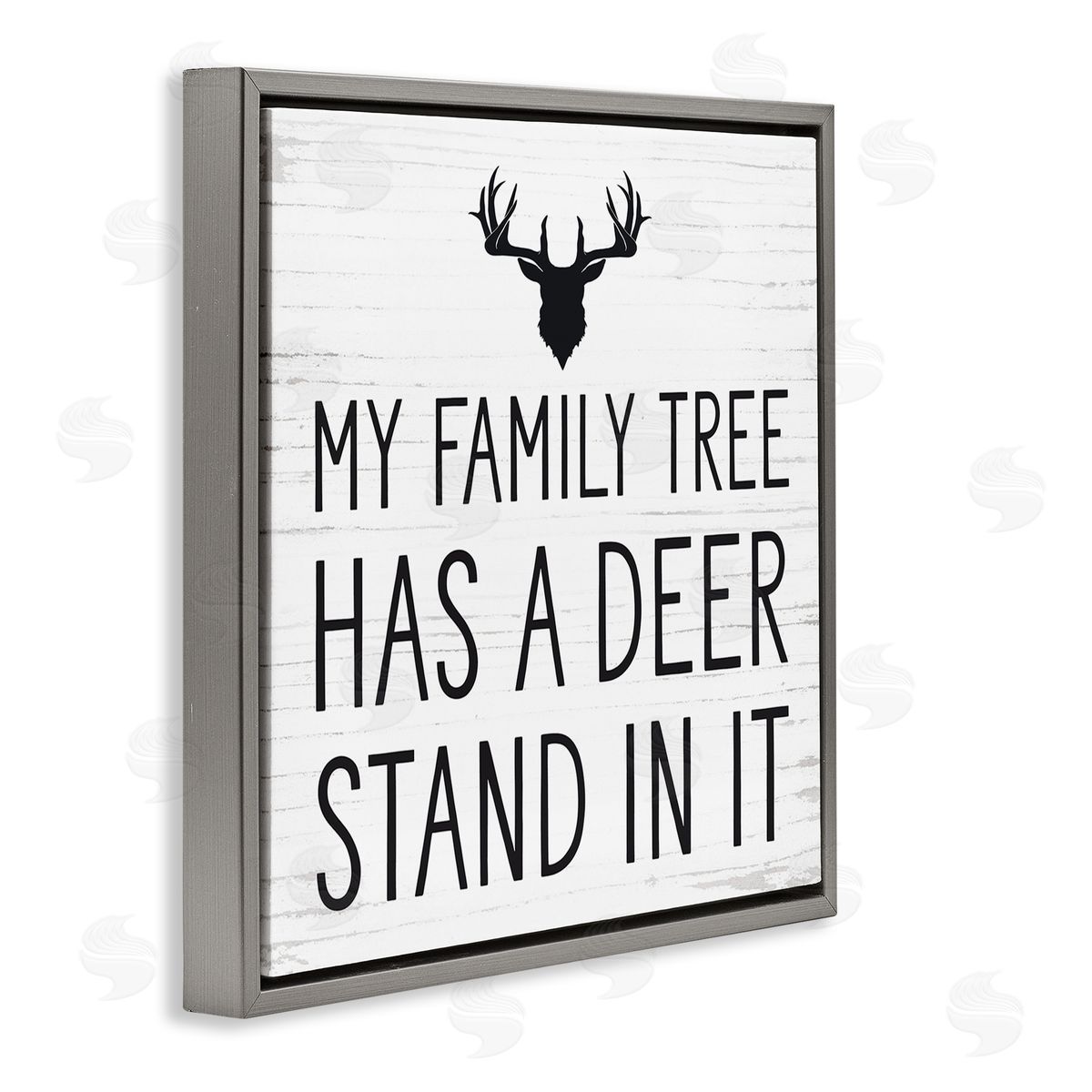 Lettered and Lined Witty Deer Quote Rustic Lodge Antlers Motif  Gray Floating Frame Canvas Wall Art Print