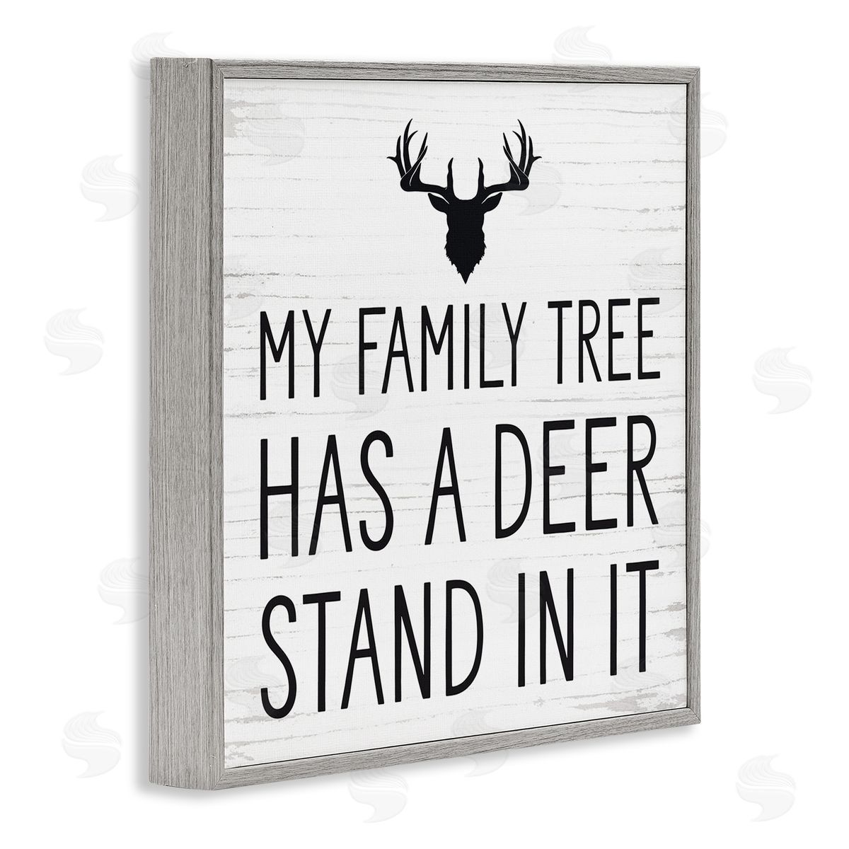 Lettered and Lined Witty Deer Quote Rustic Lodge Antlers Motif  Gray Framed Glicee Wall Art Print