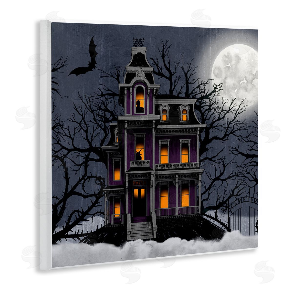 Creepy Haunted Halloween House Wood Plaque Wall Art, Home Decor by Grace Popp