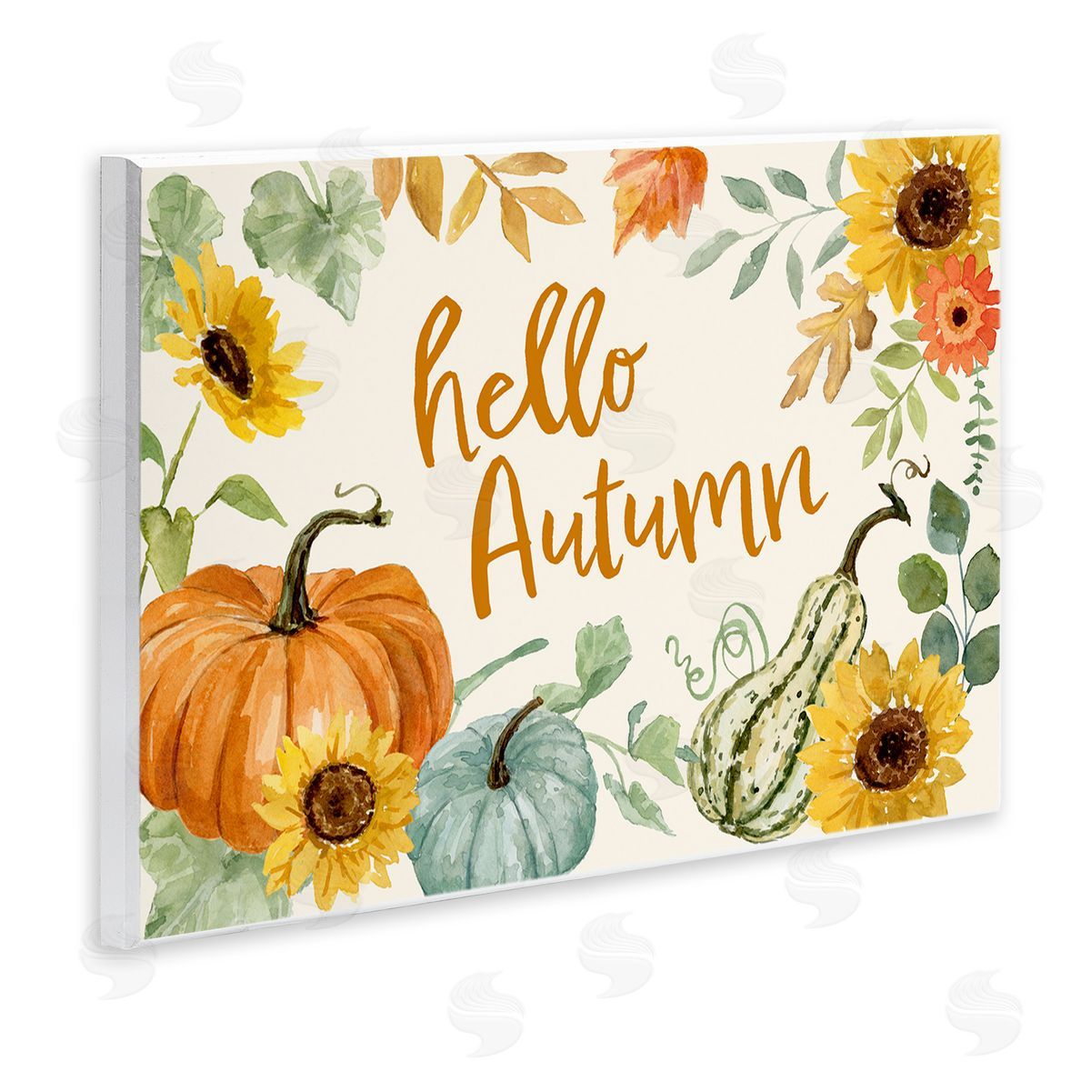 Victoria Barnes Hello Autumn Orange Calligraphy Fall Plants   Wall Plaque Art Print