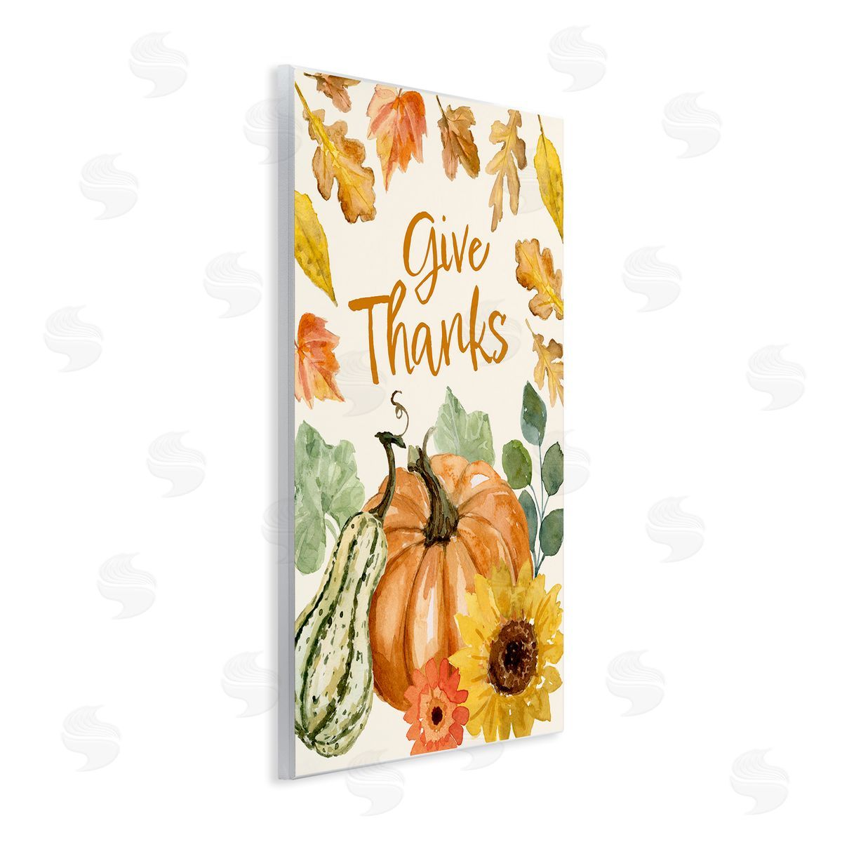 Victoria Barnes Give Thanks Harvest Gourds Leaves Autumnal   Wall Plaque Art Print