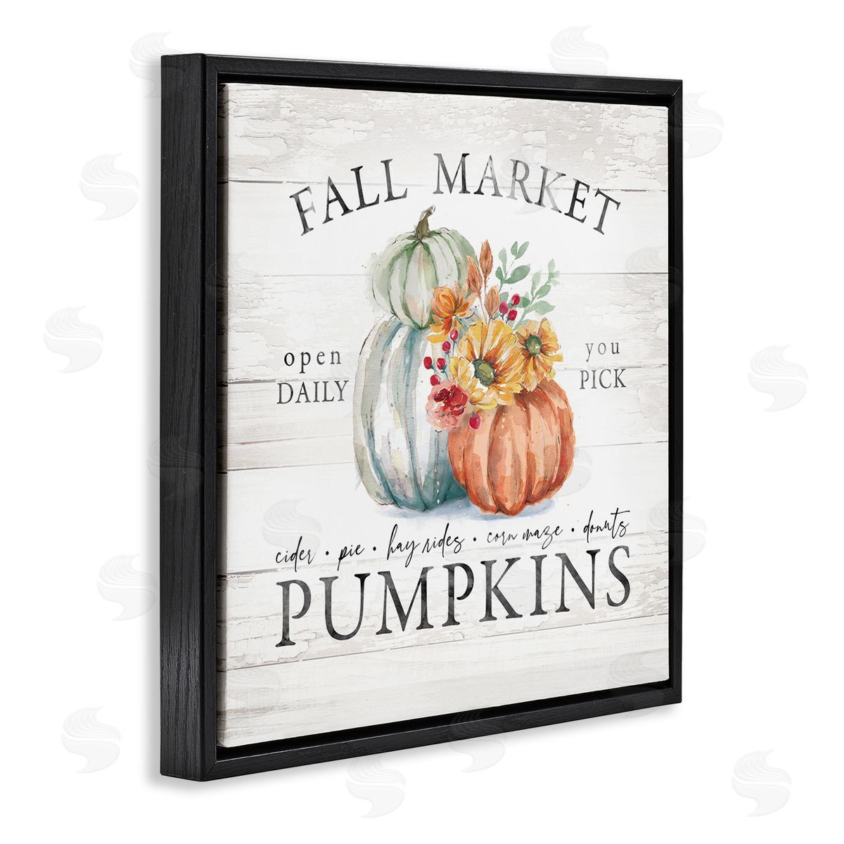 Fall Country Market Pumpkins Black Floating Frame Canvas Wall Art, Home Decor by Courtney Morgenstern