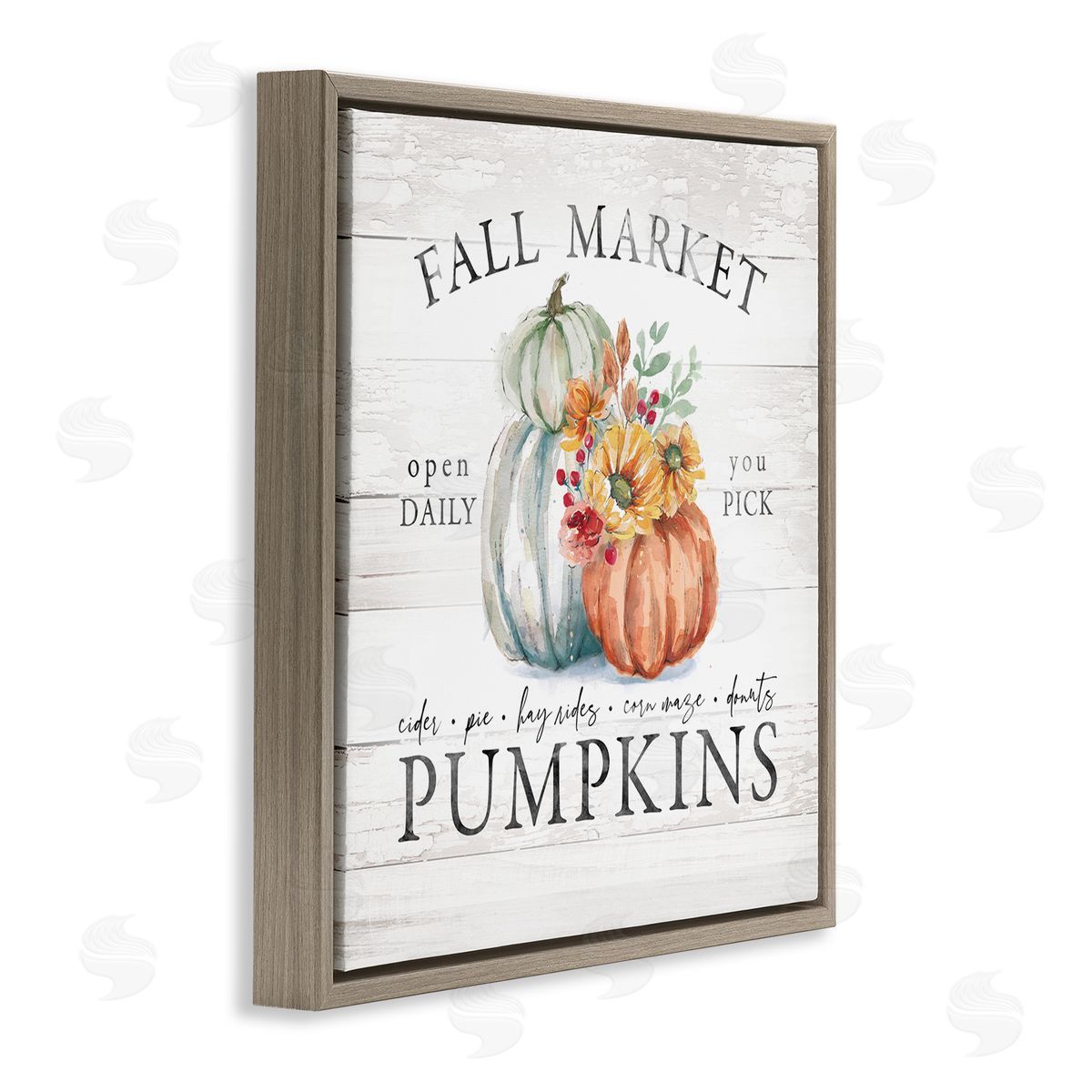 Fall Country Market Pumpkins Brown Floating Frame Canvas Wall Art, Home Decor by Courtney Morgenstern