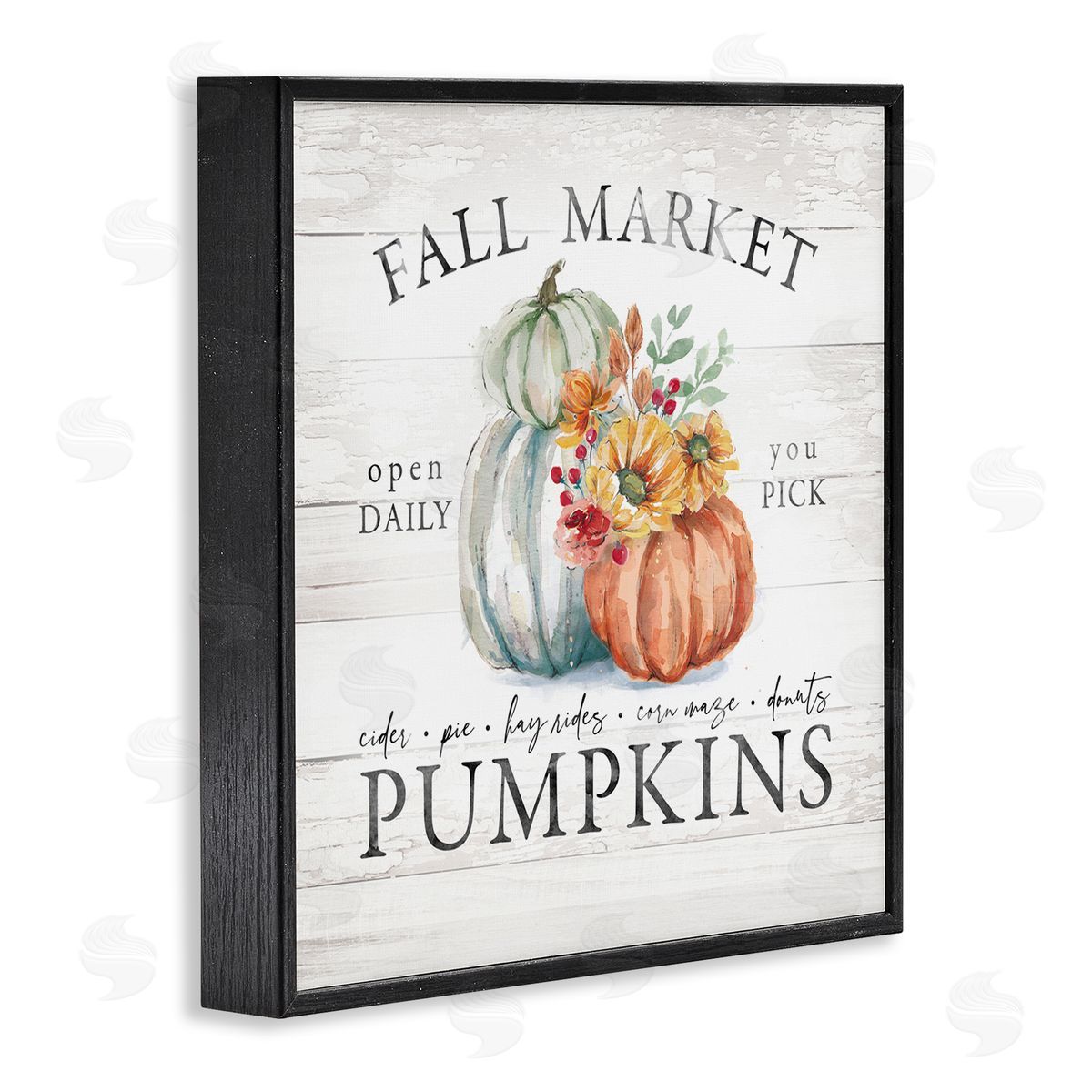 Fall Country Market Pumpkins Black Frame Print Wall Art, Home Decor by Courtney Morgenstern