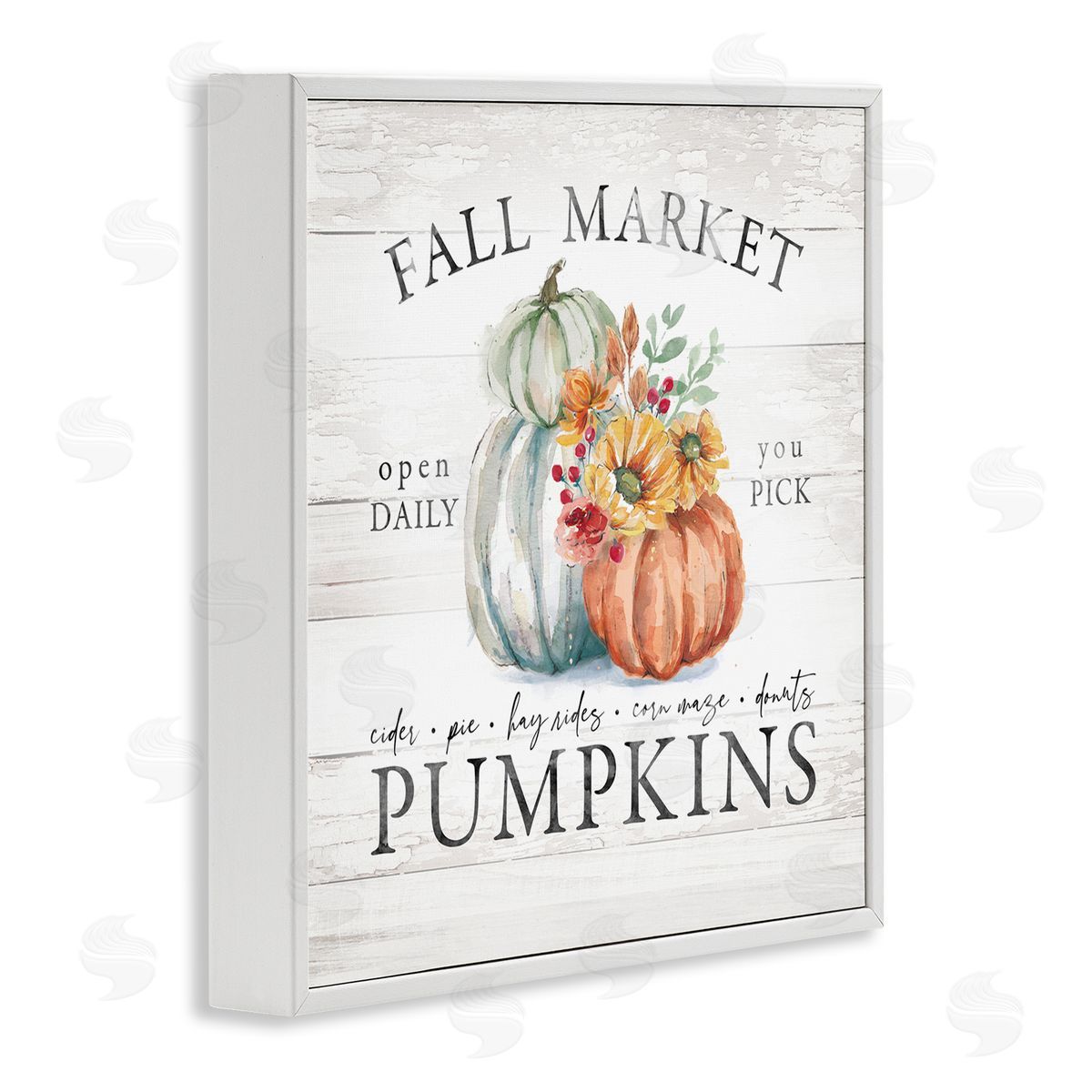 Fall Country Market Pumpkins White Frame Print Wall Art, Home Decor by Courtney Morgenstern