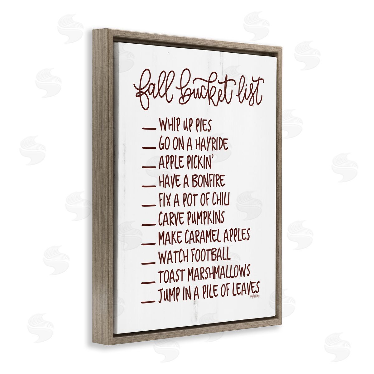 Imperfect Dust Fall Bucket List Seasonal Typography Grain Pattern Brown Floating Frame Canvas Wall Art Print