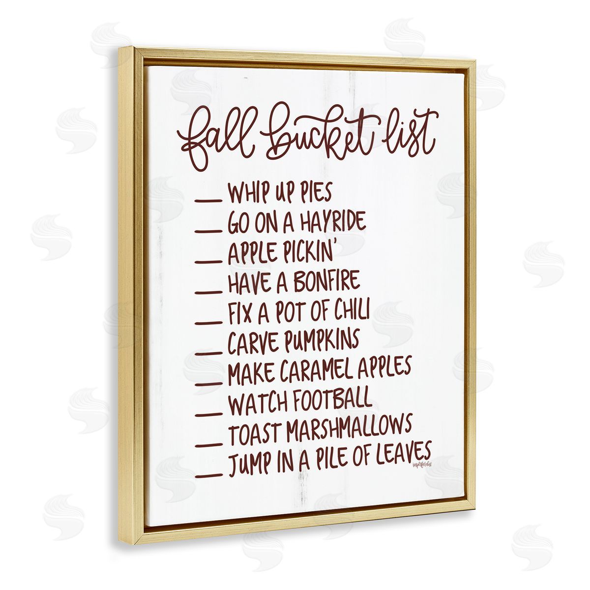 Imperfect Dust Fall Bucket List Seasonal Typography Grain Pattern Gold Floating Frame Canvas Wall Art Print