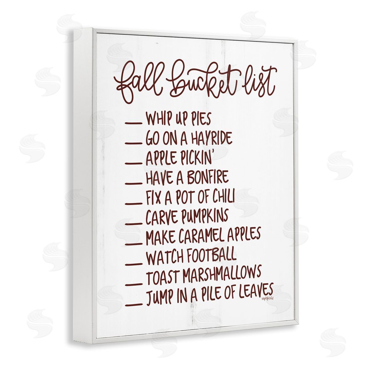 Imperfect Dust Fall Bucket List Seasonal Typography Grain Pattern White Framed Giclee Wall Art Print