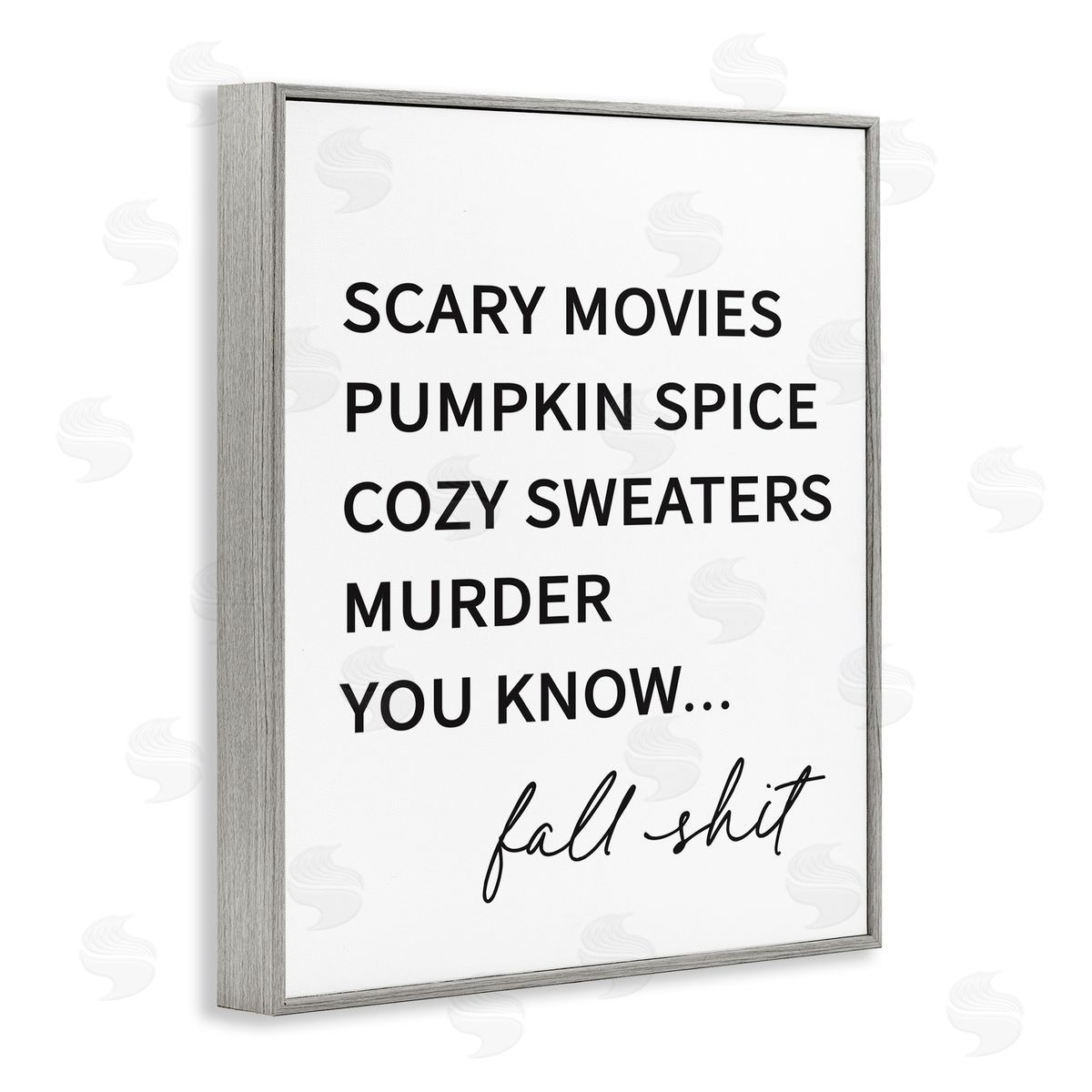 Lettered and Lined Fall Sh** Humorous Seasonal Autumn Typography List Gray Framed Giclee Wall Art Print