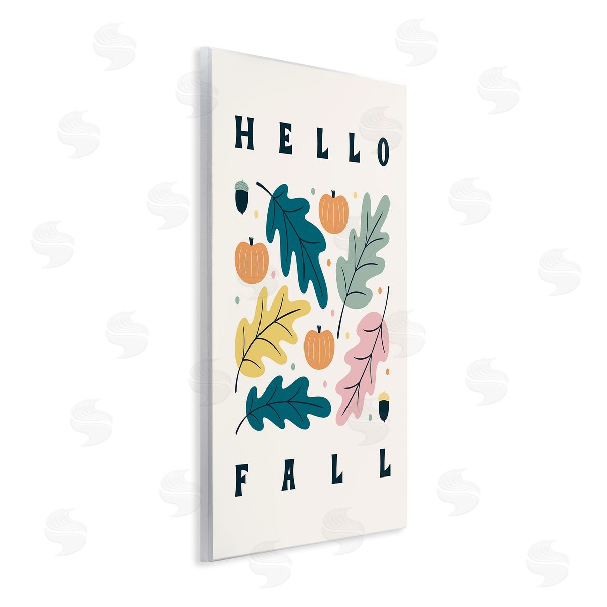 Jalynn Heerdt Hello Fall Modern Pastel Autumn Leaves Typography  Wall Plaque Art Print