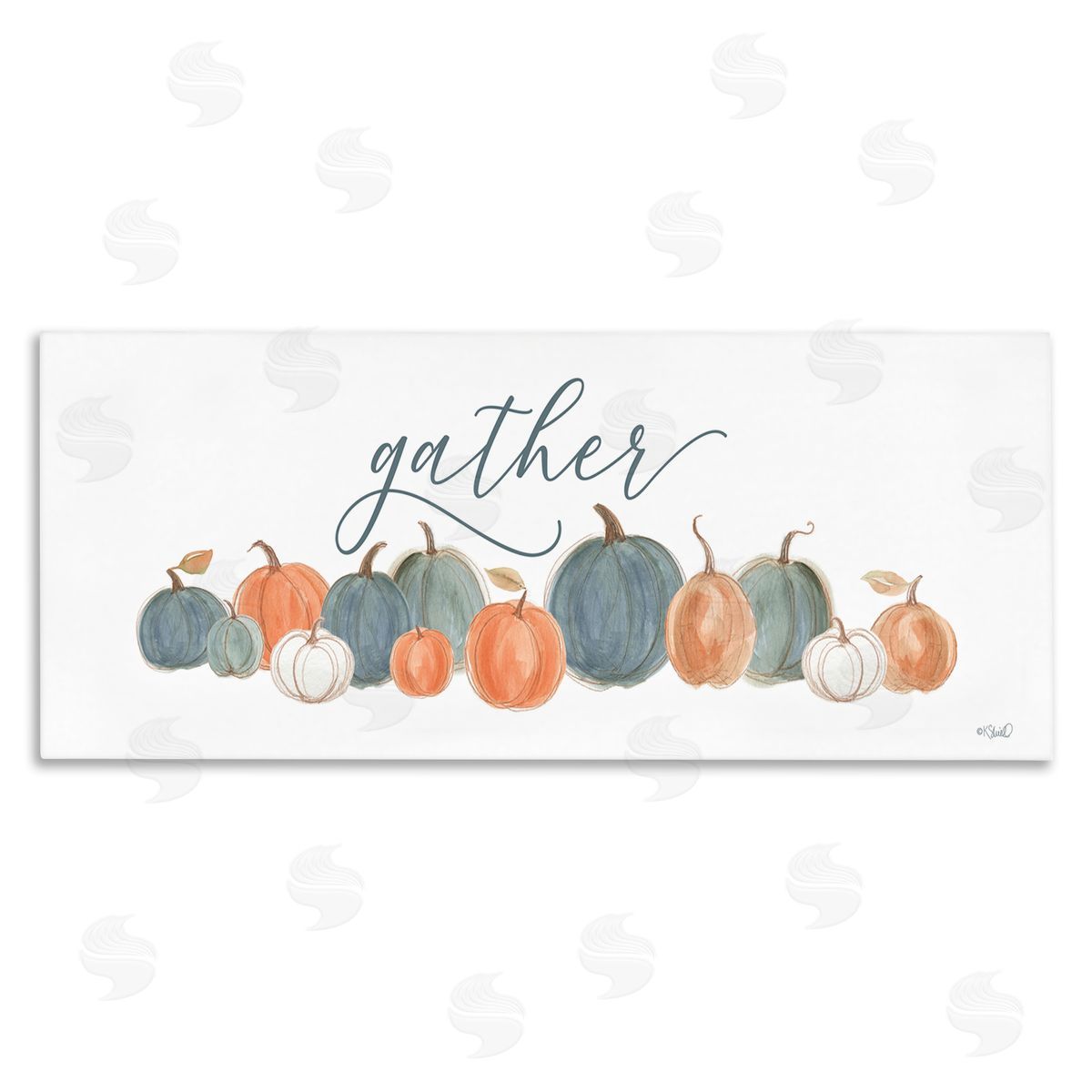Kate Sherrill Gather Cursive Script Minimal Autumnal Pumpkins Arrangement