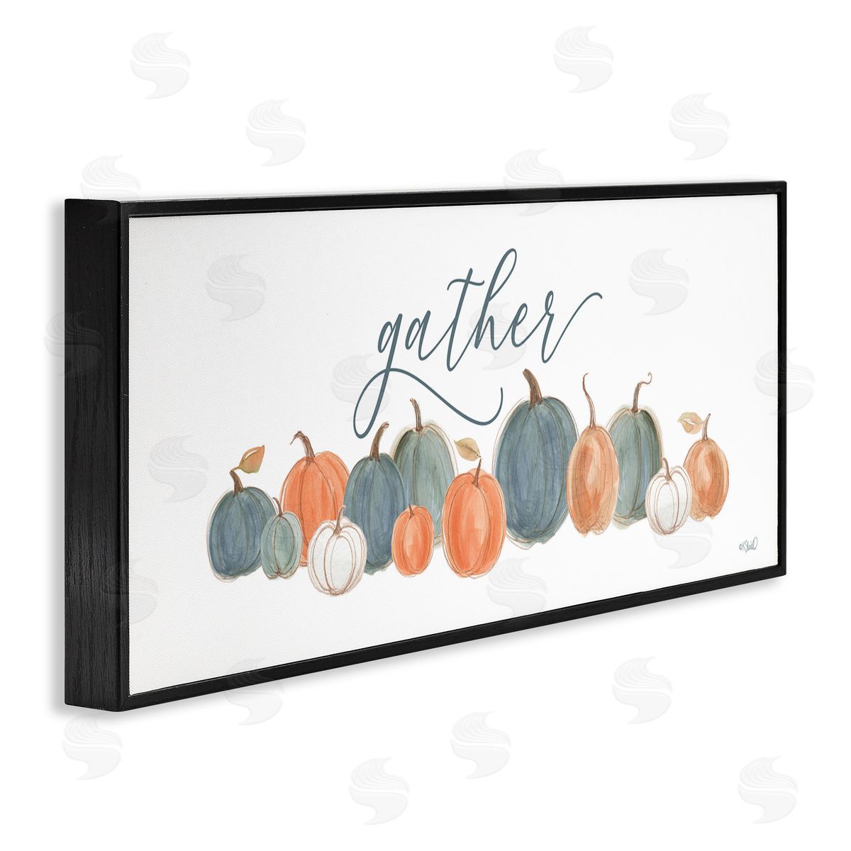 Kate Sherrill Gather Cursive Script Minimal Autumnal Pumpkins Arrangement