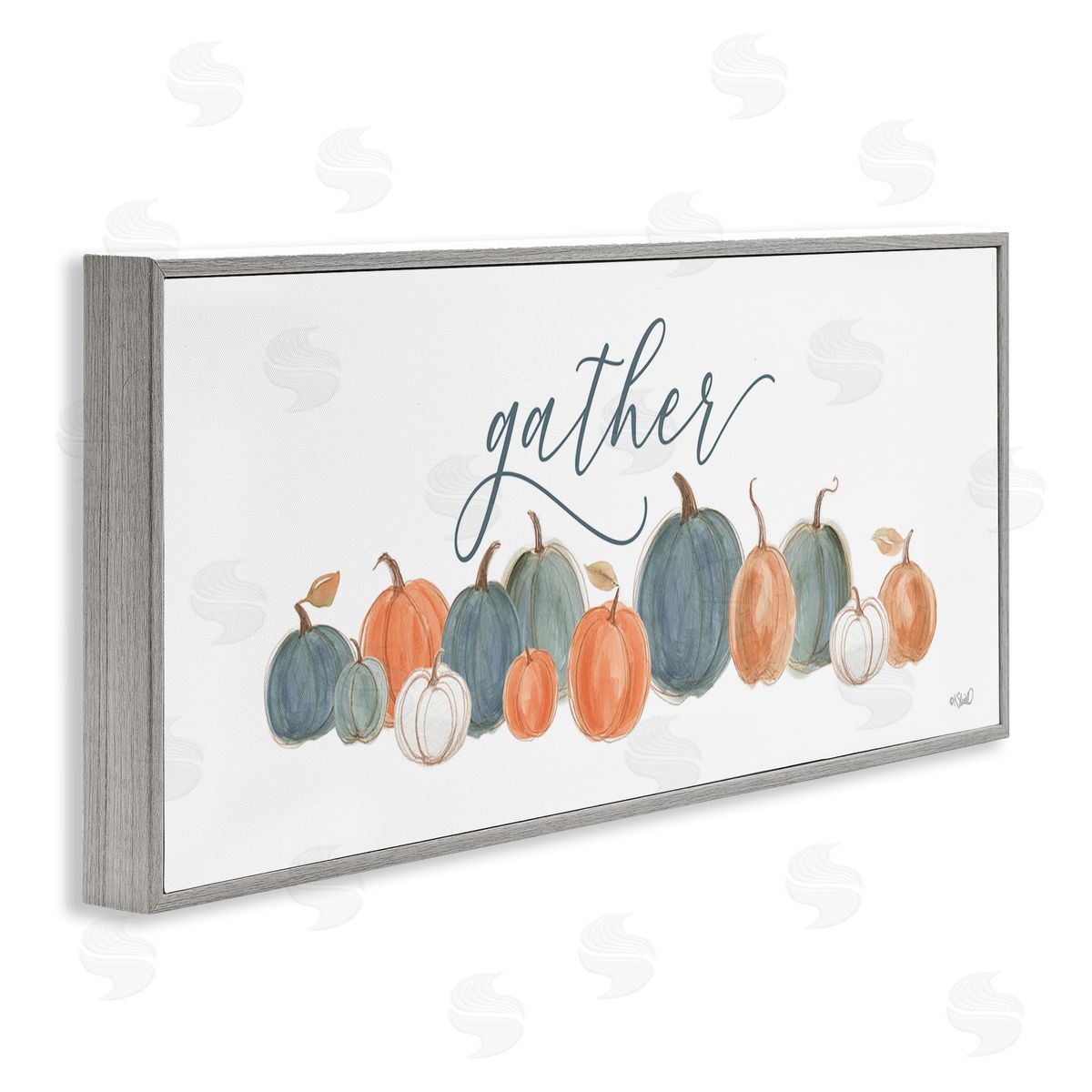 Kate Sherrill Gather Cursive Script Minimal Autumnal Pumpkins Arrangement