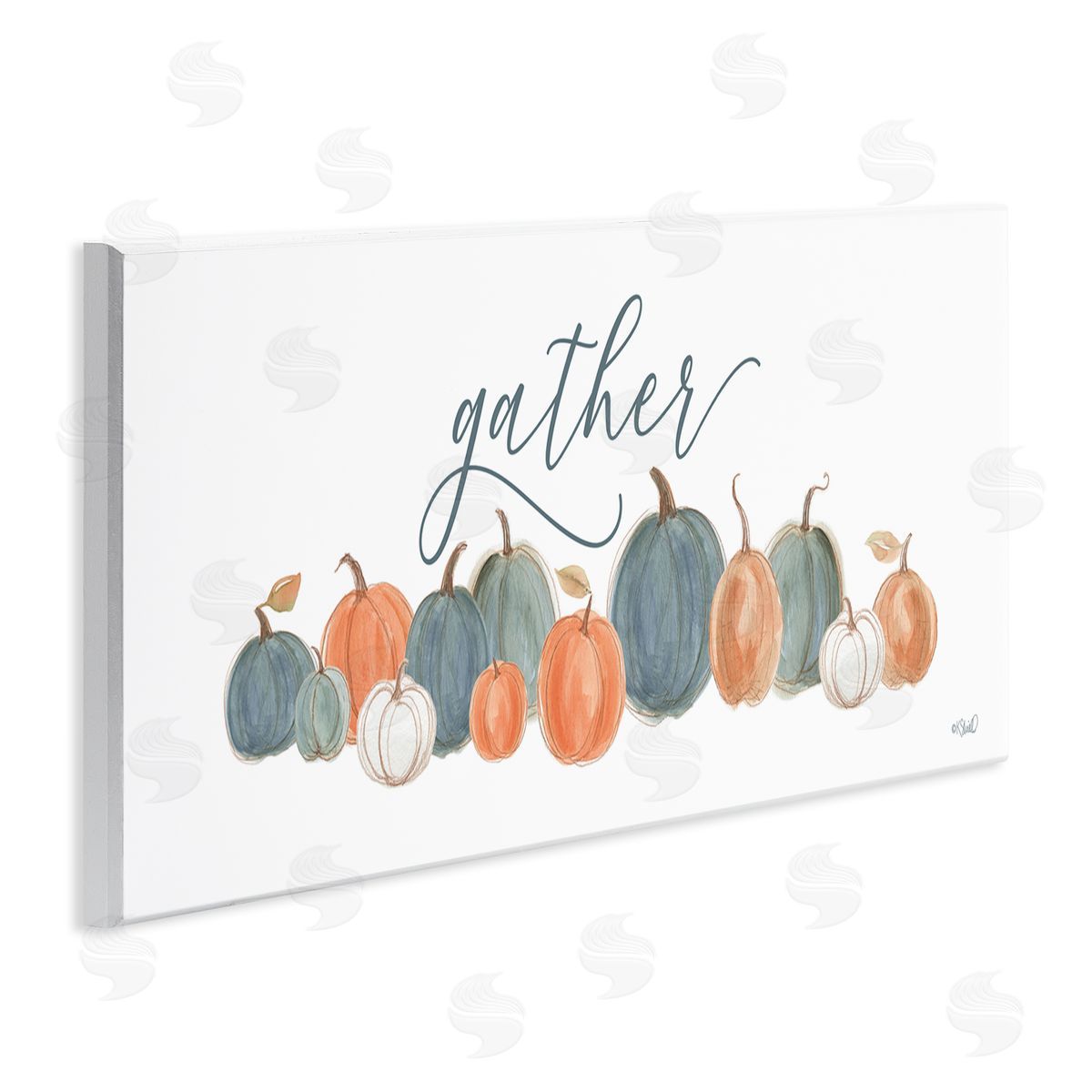 Kate Sherrill Gather Cursive Script Minimal Autumnal Pumpkins Arrangement