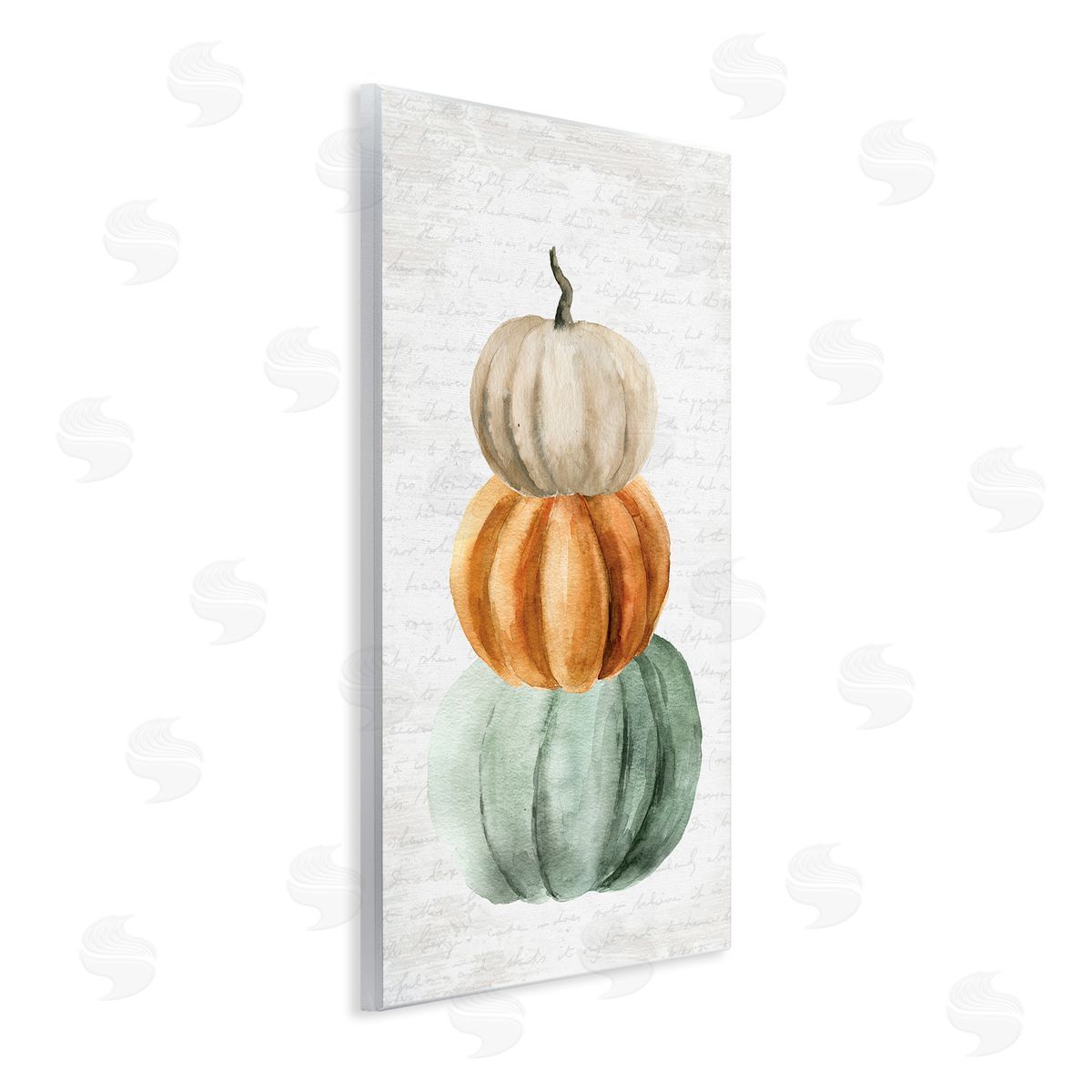 Lettered and Lined Stacked Autumn Fall Pumpkins Cursive Words  Wall Plaque Art Print