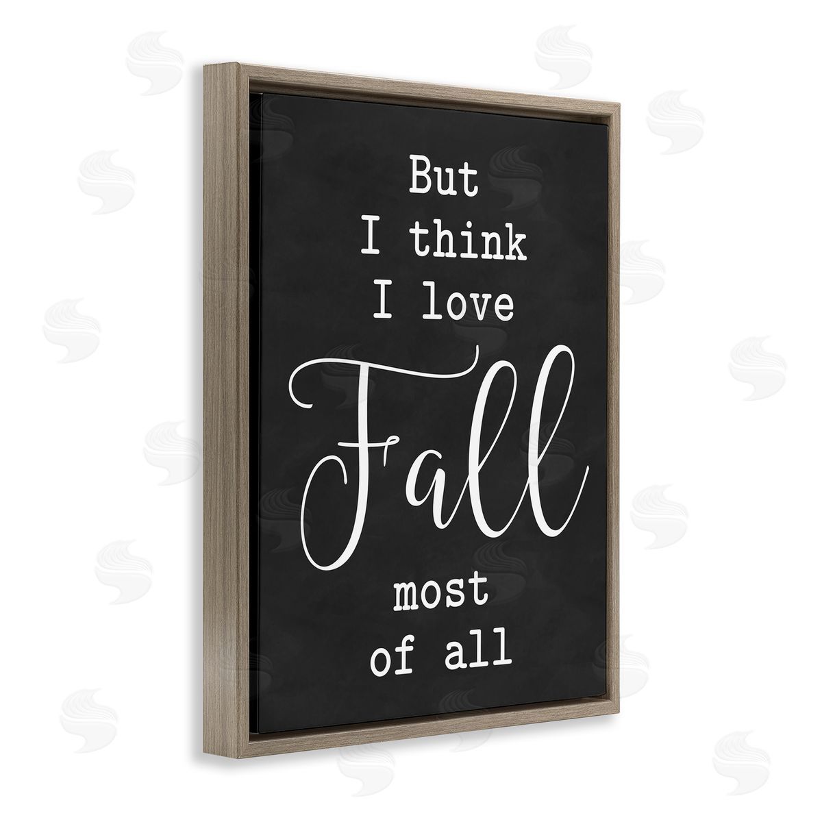 Lettered and Lined Love Fall Most Of All Seasonal Autumn Phrase  Brown Floating Frame Canvas Wall Art Print