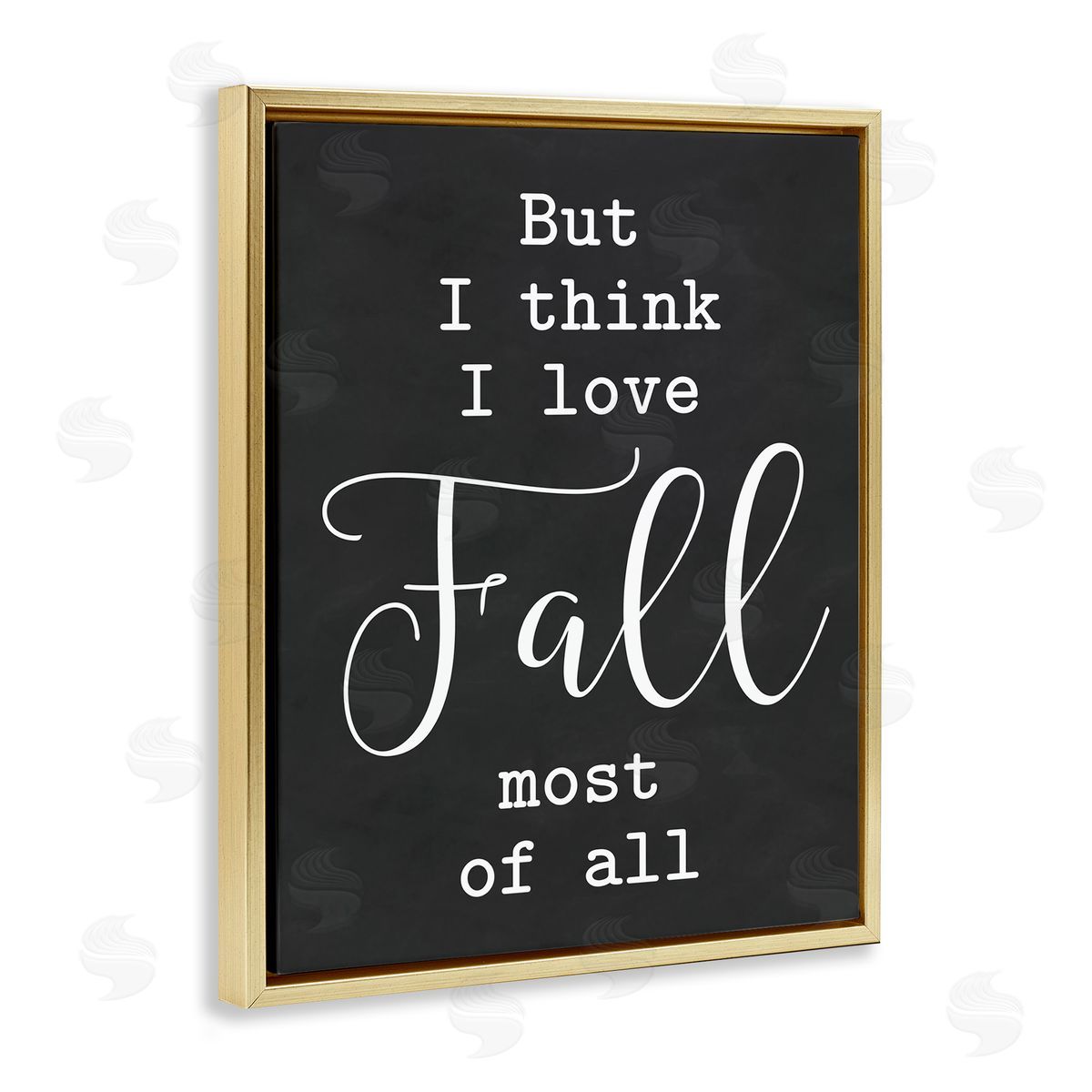 Lettered and Lined Love Fall Most Of All Seasonal Autumn Phrase  Gold Floating Frame Canvas Wall Art Print