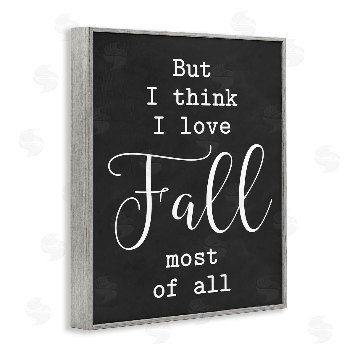 Lettered and Lined Love Fall Most Of All Seasonal Autumn Phrase  Gray Framed Giclee Wall Art Print