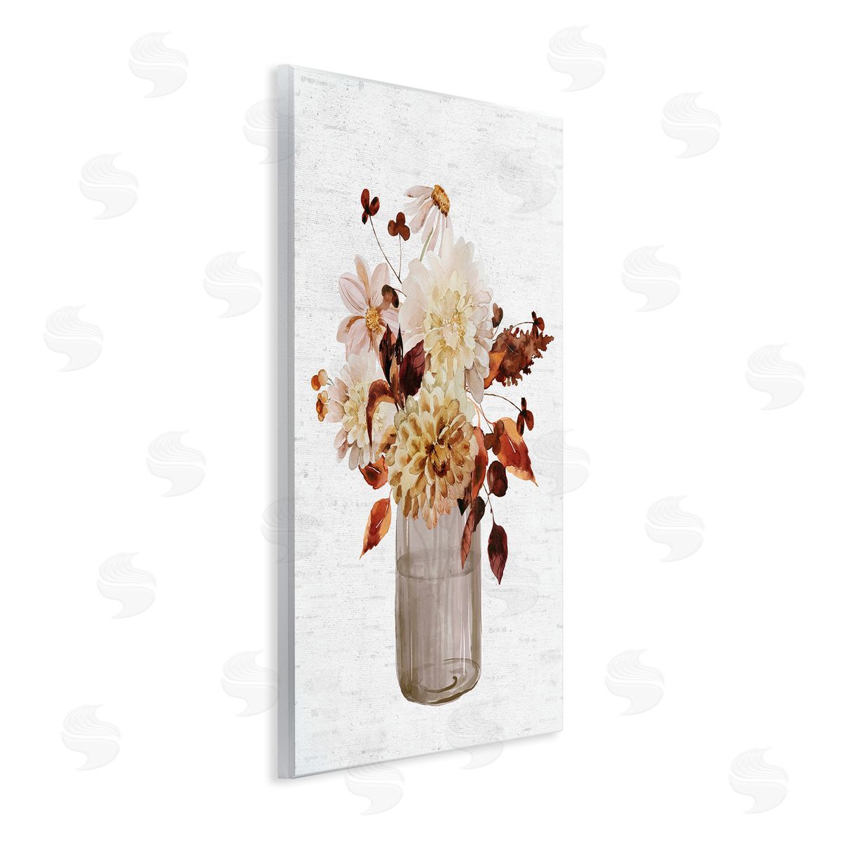 Lettered and Lined Lovely Autumnal Flower Bouquet Rustic Grain Pattern Wall Plaque Art Print