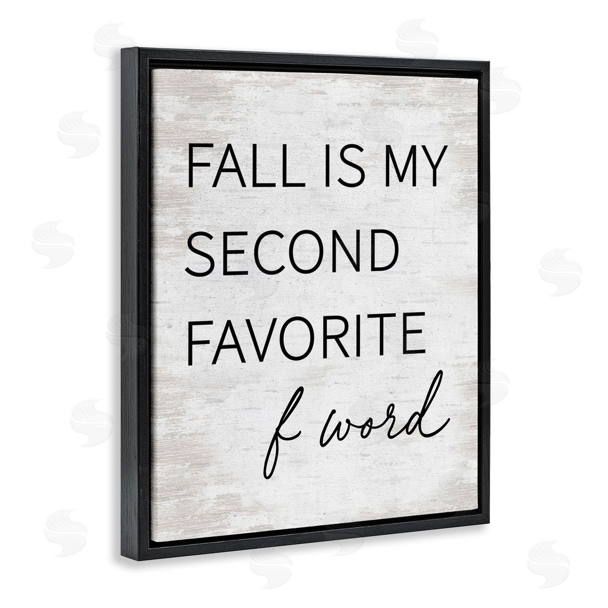 Lettered and Lined Humorous Fall Phrase Witty Typography Rustic Pattern Black Floating Frame Canvas Wall Art Print