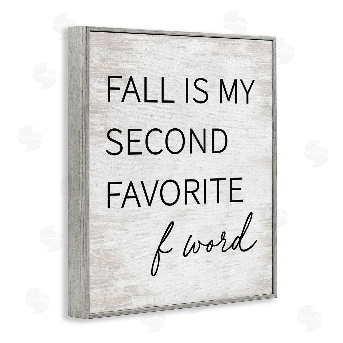 Lettered and Lined Humorous Fall Phrase Witty Typography Rustic Pattern Gray Framed Giclee Wall Art Print
