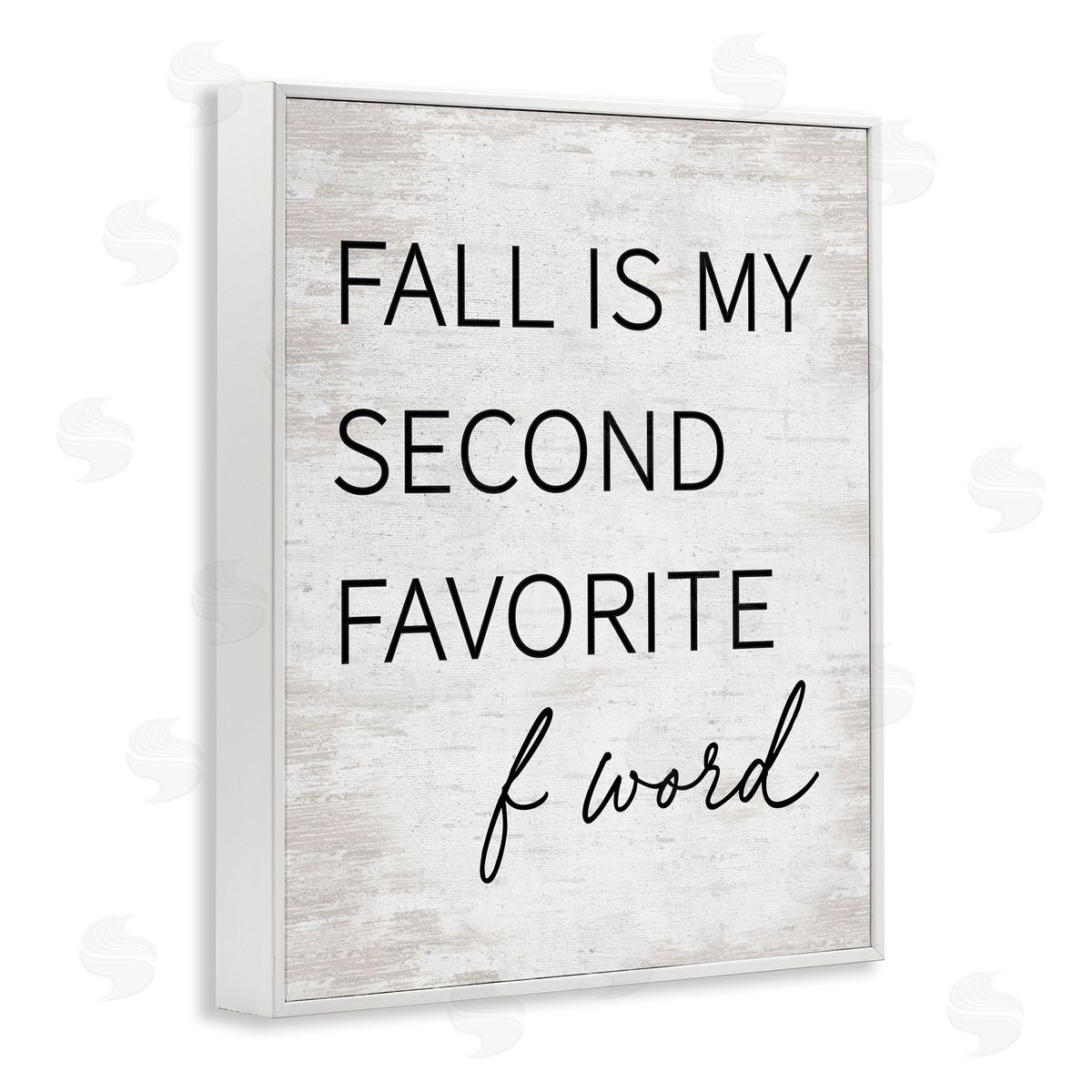 Lettered and Lined Humorous Fall Phrase Witty Typography Rustic Pattern White Framed Giclee Wall Art Print