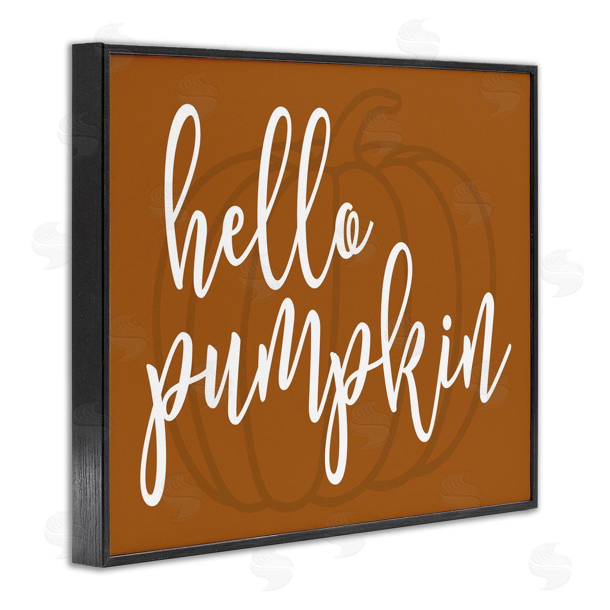 Lettered and Lined Hello Pumpkin Romantic Autumn Script Phrase  Black Framed Giclee Wall Art Print