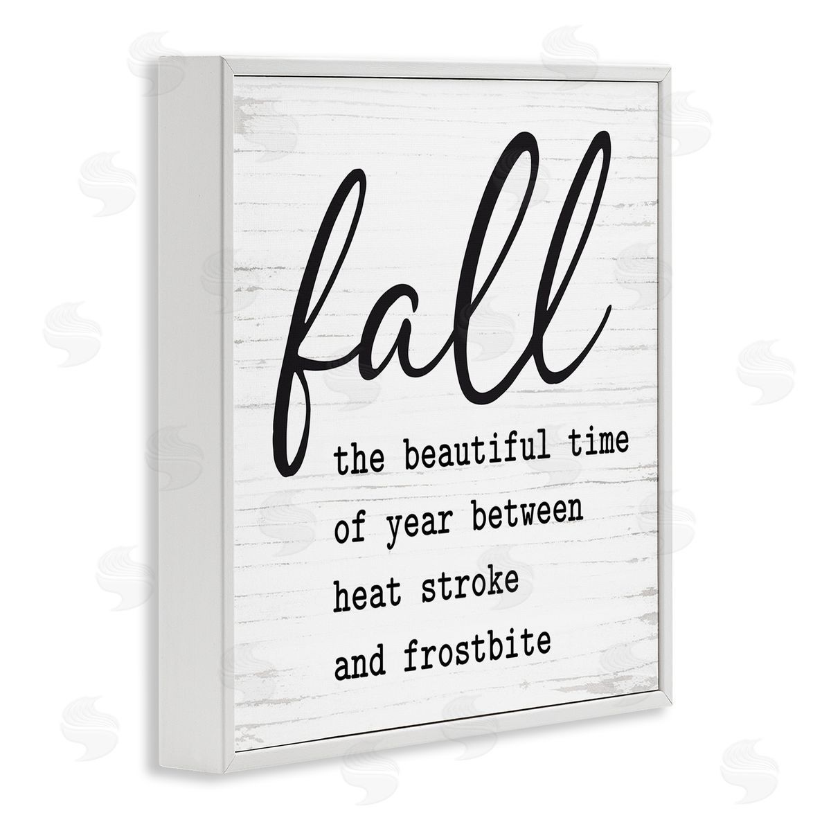 Lettered and Lined Funny Fall Autumn Phrase Rustic Grain Pattern White Framed Glicee Wall Art Print