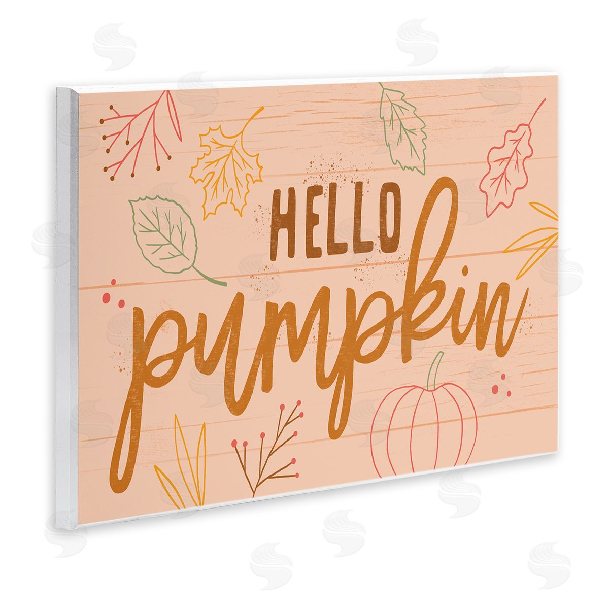 Nina Seven Hello Pumpkin Patterned Botanicals Autumn Phrase Wall Plaque Art Print