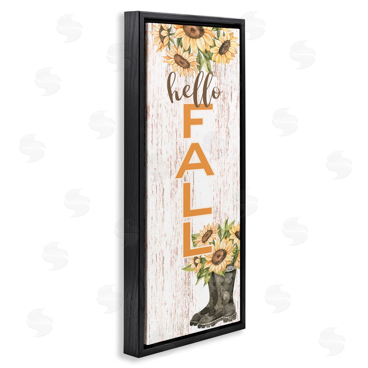 Susan Ball Hello Fall Vertical Typography Autumn Sunflower Blooms