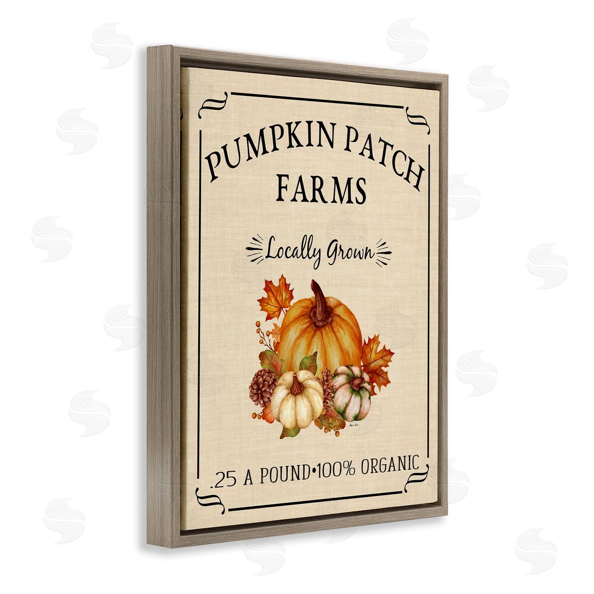 Sheri Hart Pumpkin Patch Farms Vintage Seasonal Autumn Sign  Brown Floating Frame Canvas Wall Art Print