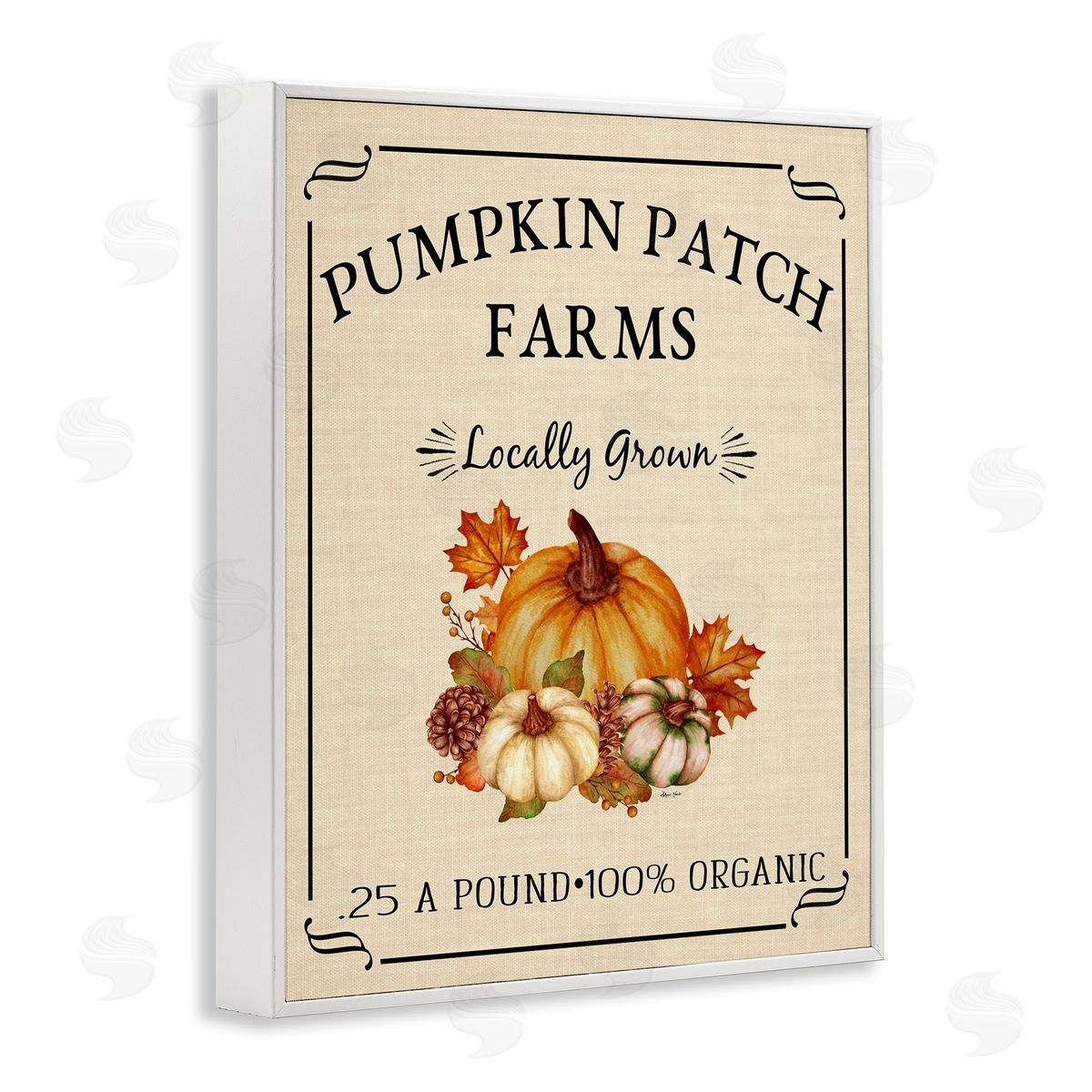 Sheri Hart Pumpkin Patch Farms Vintage Seasonal Autumn Sign  White Framed Giclee Wall Art Print