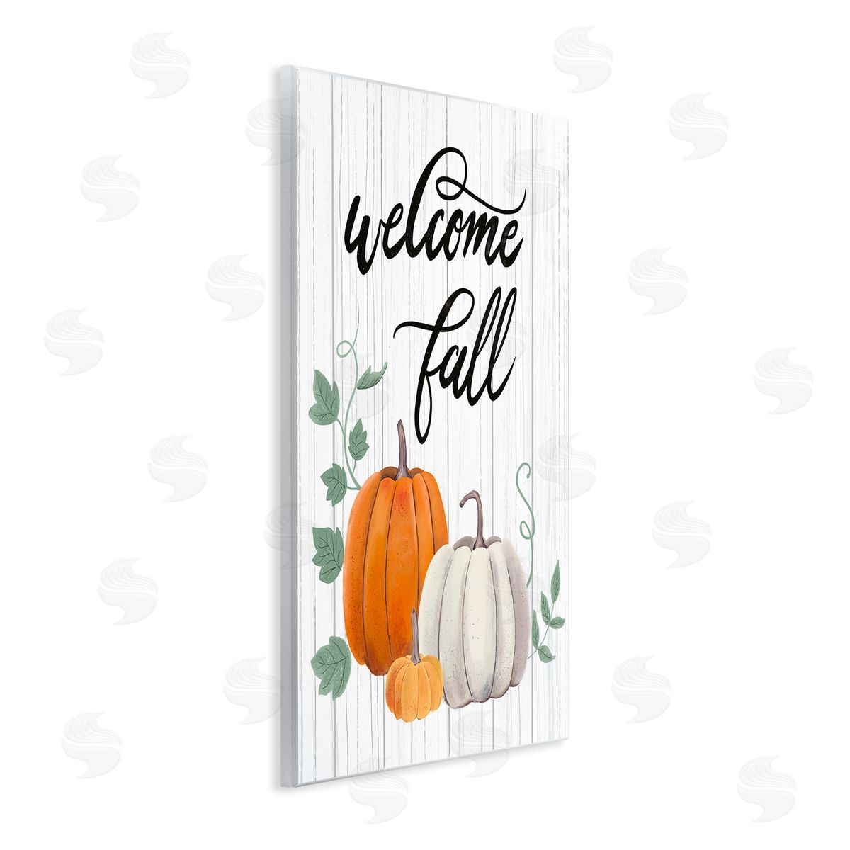 Sharon Lee Welcome Fall Rustic Calligraphy Phrase Pumpkin Patch Wall Plaque Art Print