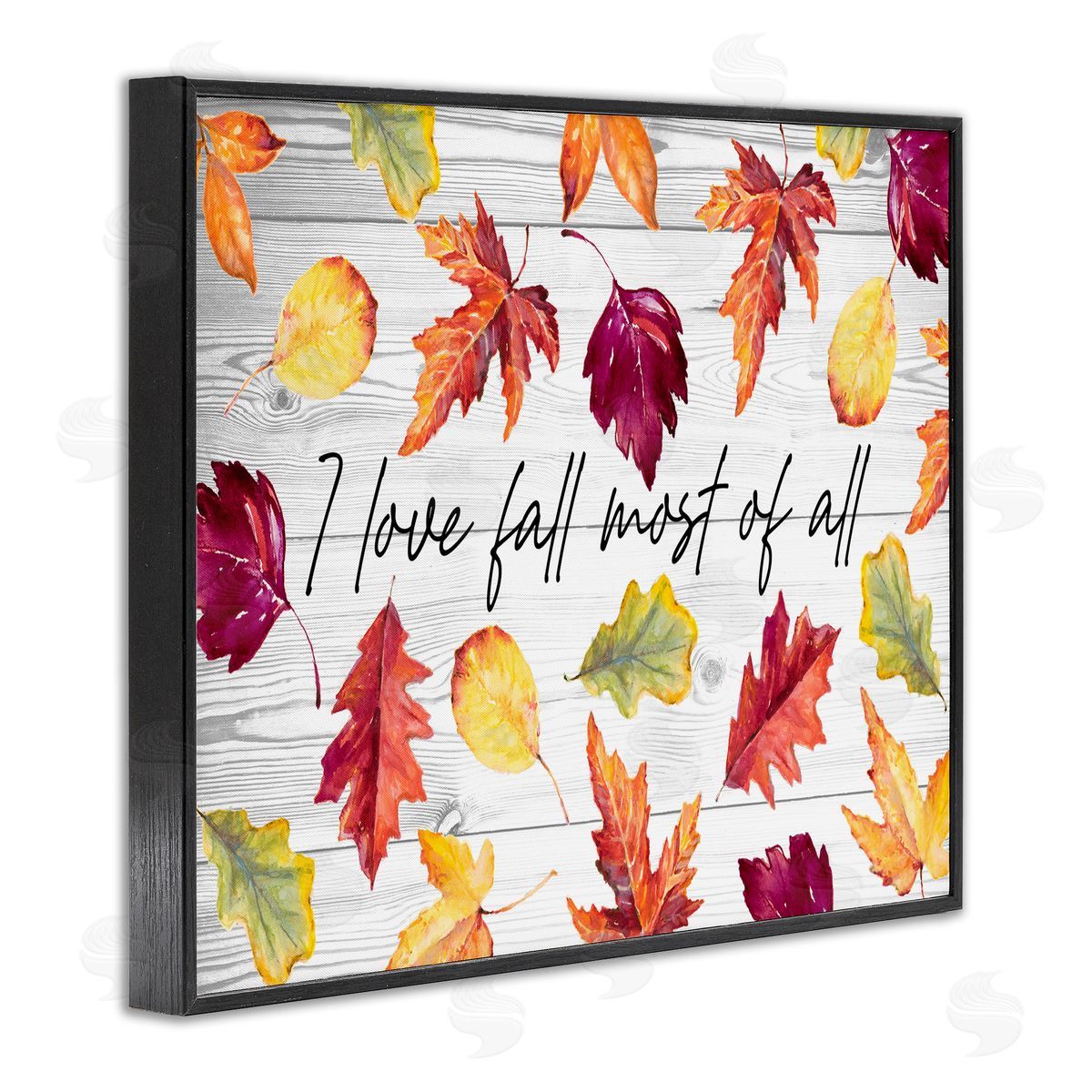 Lanie Loreth Love Fall Most Of All Autumn Leaves Scattered  Black Framed Giclee Wall Art Print