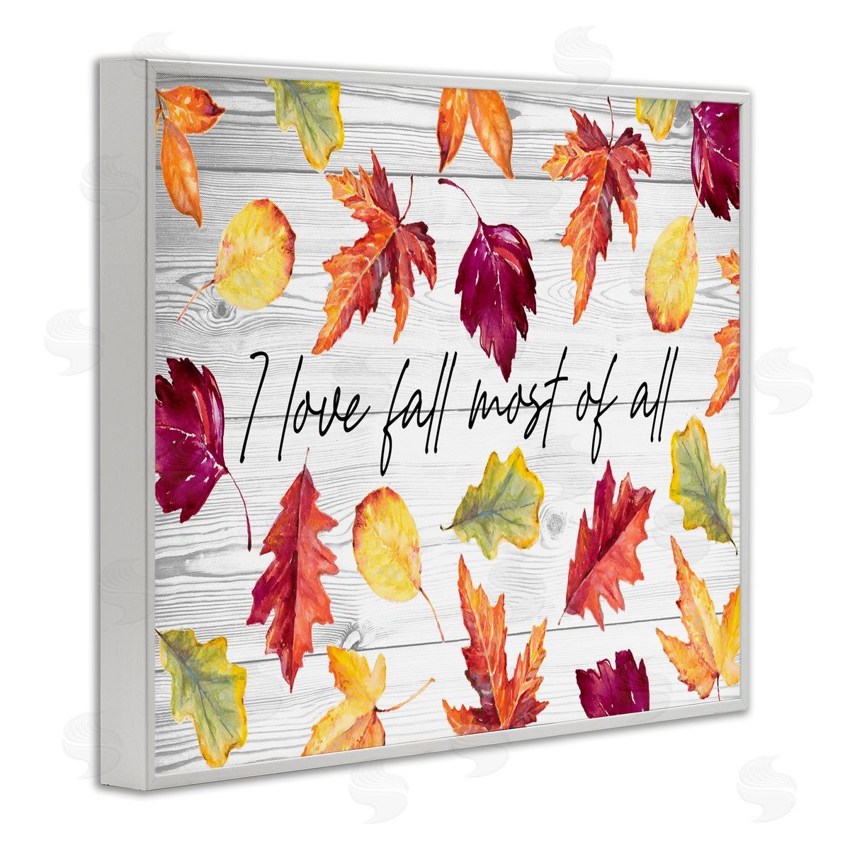 Lanie Loreth Love Fall Most Of All Autumn Leaves Scattered  White Framed Giclee Wall Art Print