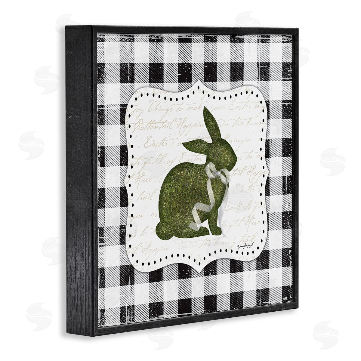 Jennifer Pugh Festive Easter Bunny Ribbon Spring Plaid Pattern Black Framed Glicee Wall Art Print