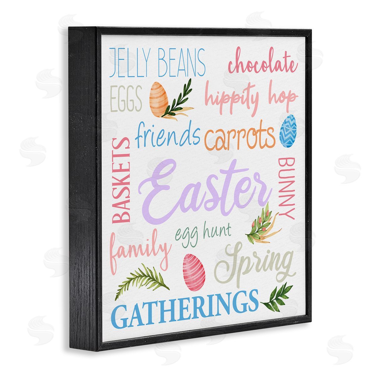 Kim Allen Festive Easter Activity Sign Patterned Eggs Motif Black Framed Glicee Wall Art Print