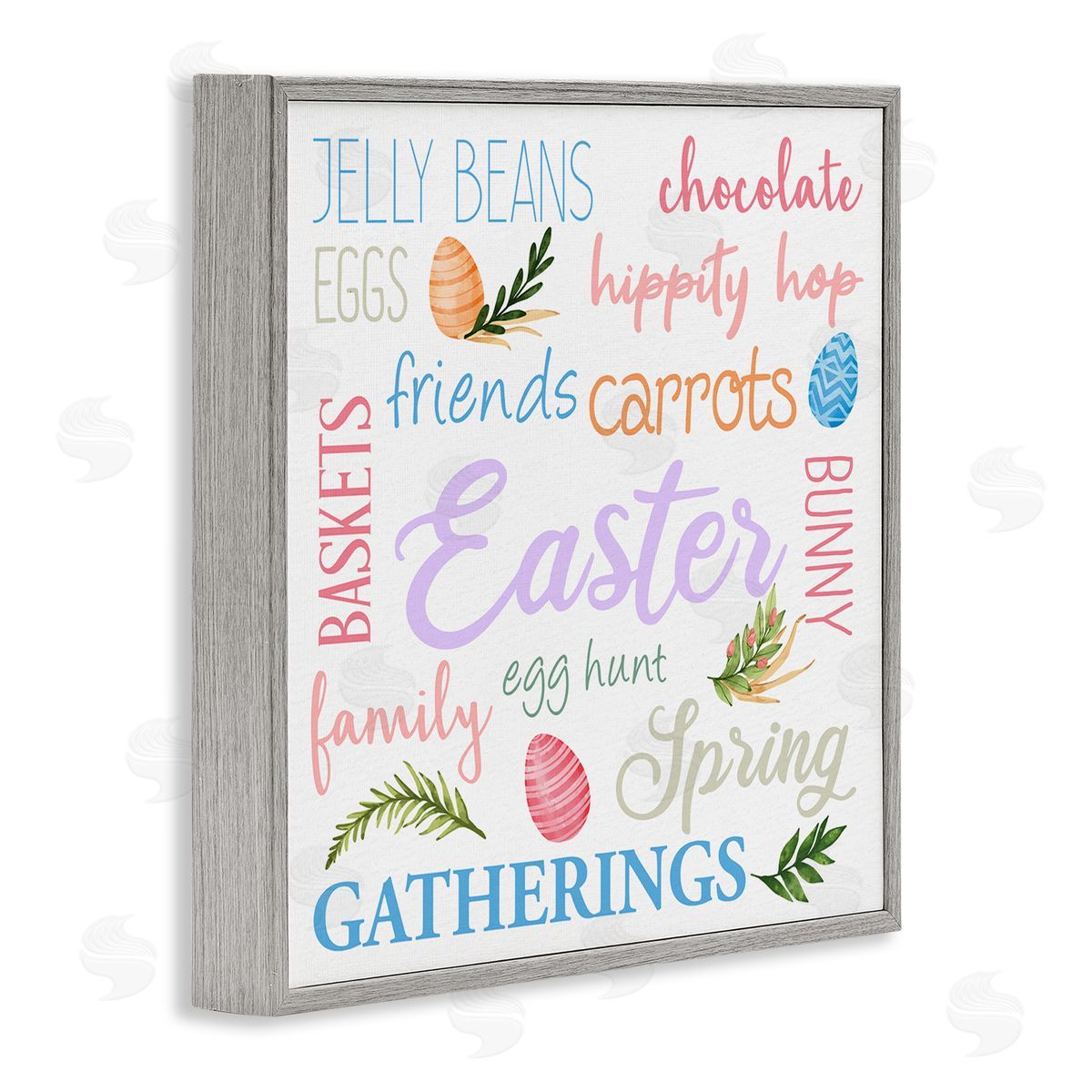 Kim Allen Festive Easter Activity Sign Patterned Eggs Motif Gray Framed Glicee Wall Art Print